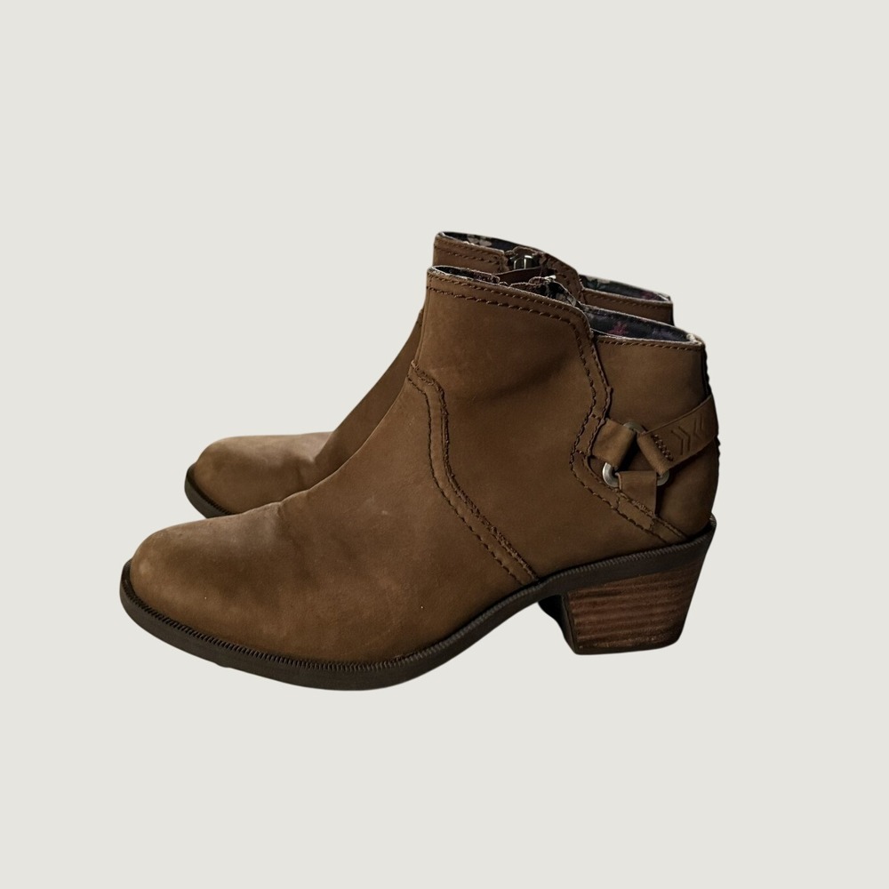 Teva De La Vina Brown Leather Ankle Boots Floral Lining Womens 6.5 1008317